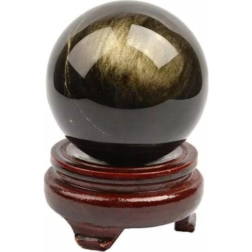 MOKAGY 60mm-70mm Rare Natural Flashy Silver Eye Obsidian Stone Ball Crystal Sphere with Stand 1pc