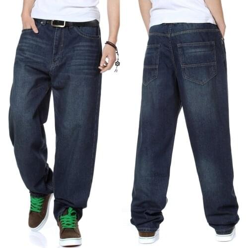 Jeans Men Large Size Hip Hop Casual Pants Washed Jeans Fashion Street Tide Mens Skateboard Pants Size 30-44 46