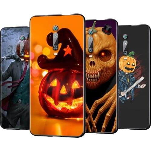 Halloween pumpkin head For Xiaomi Redmi K40 Gaming K30i K30T K30S K30 Ultra K20 10X Pro Black Soft Silicone Phone Case