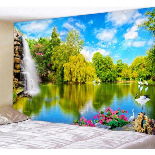 Beautiful natural scenery art Mandala Printed Polyester Tapestry Wall Hanging For Decorate Home Living Room Bedroom Office 6 Siz