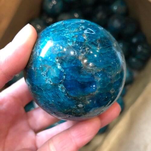 Natural gem stone blue apatite sphere healing meditation crystal reiki healing ball 5-6cm