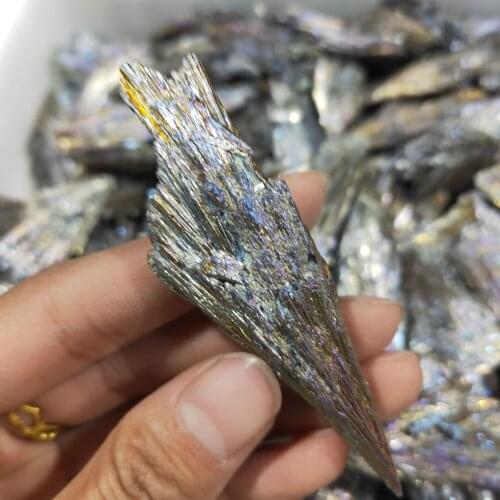 1pcs 15-35g Natural fan-shaped Raw Black Tourmaline Electroplating Mineral Crystal stone specimen