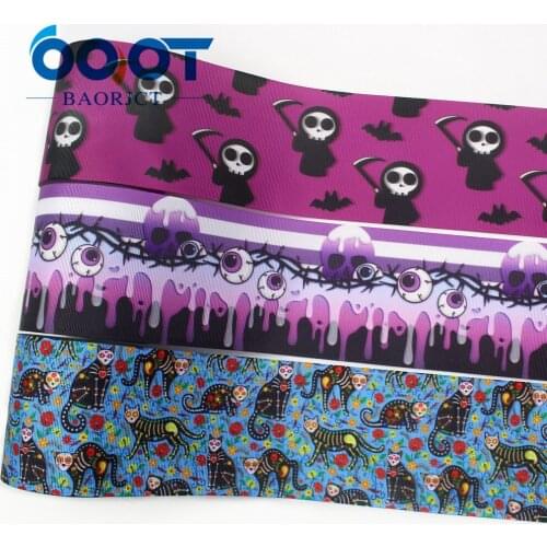 OOOT BAORJCT I-19921-2261,75mm 10yards Halloween cartoon grosgrain Ribbons,bow cap accessories and decorations,DIY handmade