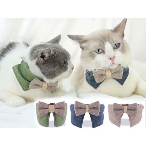 Pet Collar Triangle Scarf Collar Cute Large Bowknot Bowtie Cloth Cat Collar Necklace Kitten Accessories Cats Products for Pets
