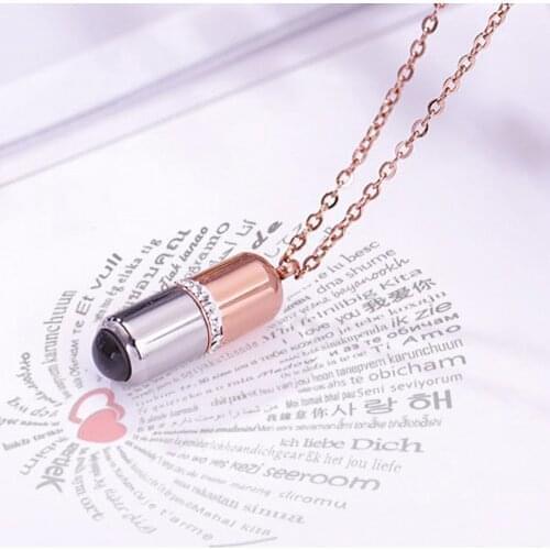Rose Gold Color Capsule Shaped Pendant Necklace Fashion 100 Languages I Love You Projection Necklace New Jewelry Gift For Couple