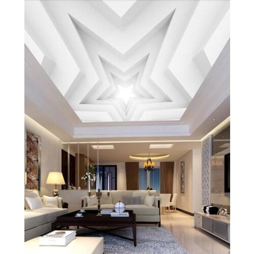 Papel de parede 3 d ceiling White five-pointed star Living room bedroom ceiling photo wallpaper custom 3d home decor