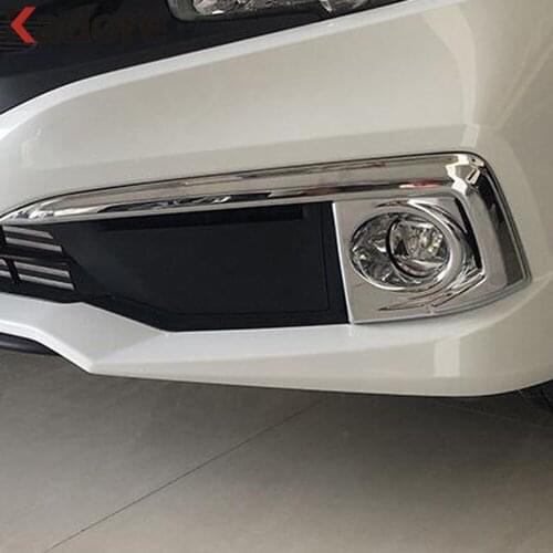 Front Fog Light Lamp Cover Trim For Honda Civic Sedan 2019 Carbon Fiber Head Foglight Frame Trims Car Styling Accessories 2pcs
