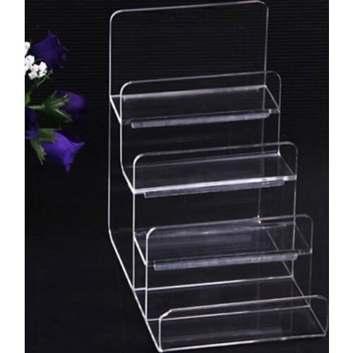 De Bijoux 2pcs Clear Crystal Organic Glass Wallet Purse 4 Layer Display Holder Stand 5.9x3.9" #95074