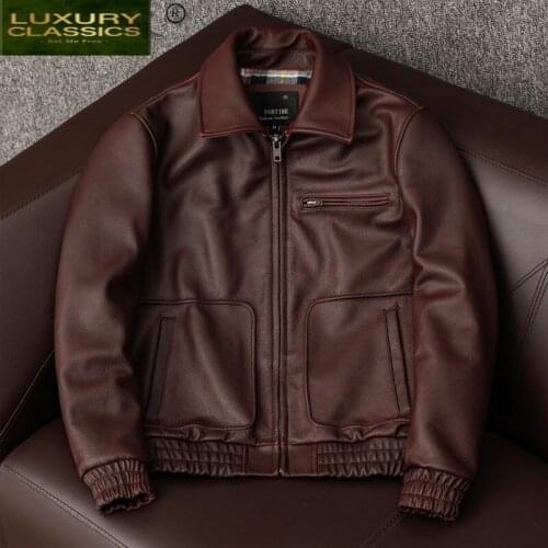 Plus Size 100% Real Cow Leather Coat Male Natural Genuine Leather Jacket Men Motorcycle Air Coats Mens Jackets 2021 2037
