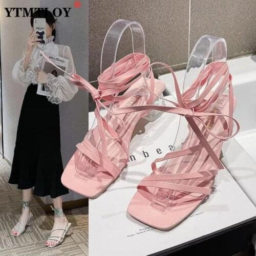 Sandals Transparent Summer Women Ankle Strap Sexy High Heels Open Gladiator Clear Ladies Party Shoes Size 43 Peep Toe Green Pink