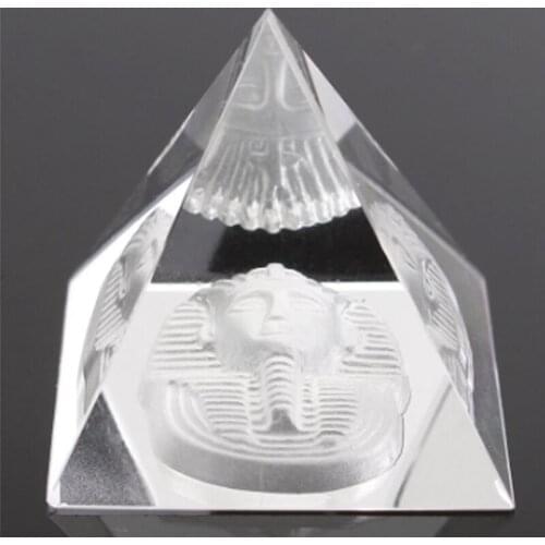 Lucky Energy Healing Small Feng Shui Egypt Egyptian Shape Clear Crystal Pyramid Ornament Reiki Chakra Healing Amulet Home Decor