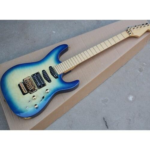 In Stock-6 Strings Orange Electric Guitar with Active Pickups,Maple Fretboard,Customized Logo Available