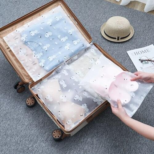 Waterproof Printed Travel Luggage Storage Bag for Clothes and Underwear Packing Organizer Set Ziplock Shoe Bins