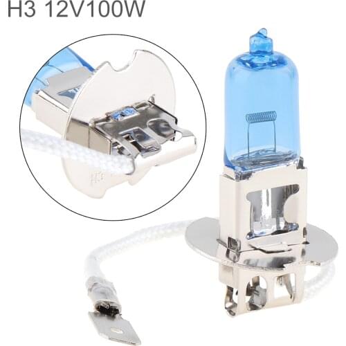 Car Light H3 Halogen Lamp 12V 100W 5000K White Light Super Bright Car Xenon Halogen Lamp Auto Front Headlight Fog Bulb for Cars