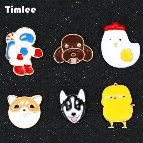 Timlee X003 Free shipping Cartoon Lovely Animal Chick Dog Astronaut Brooch Pins,Fashion Jewelry Wholesale