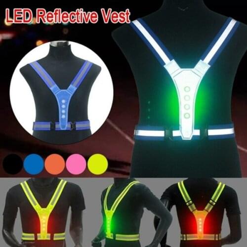 High Visibility Adjustable LED Reflective Vest Safety Straps Cycling Running