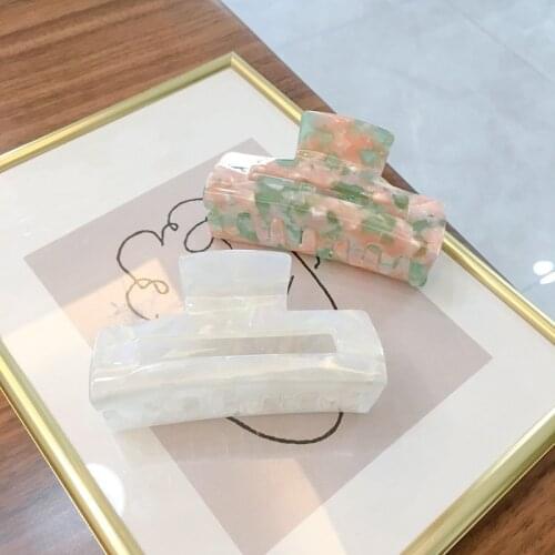 1PC Korean Rectangle Acrylic Marble Hair Claws Cellulose Hair Clip Hairpins for Women Girls Hair Crab Clamp Hair Styling Tools