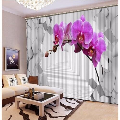3D Curtain Blackout Shade Window Curtains Space Pink Flowers Curtains For Living Room 3D Bathroom Shower Curtain