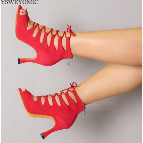 5 Different Heels 6cm to 10cm Black Red Flannel Salsa Dance Boot Latin Salsa Dance Shoes Ballroom Practice Dancing Shoes Girls