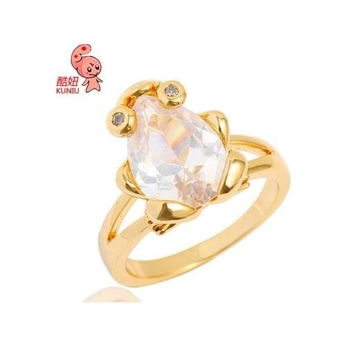 Kuniu aniaml Frog finger ring for women zircon metal material cute lovely style shopping anniversary occasion jewelry