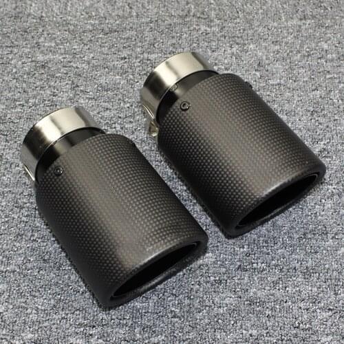 1Pcs Universal Car Styling High Quality Exhaust System Carbon Fiber Glossy Tail Pipe Black Stainless Steel Exhaust Pipe Tailpipe