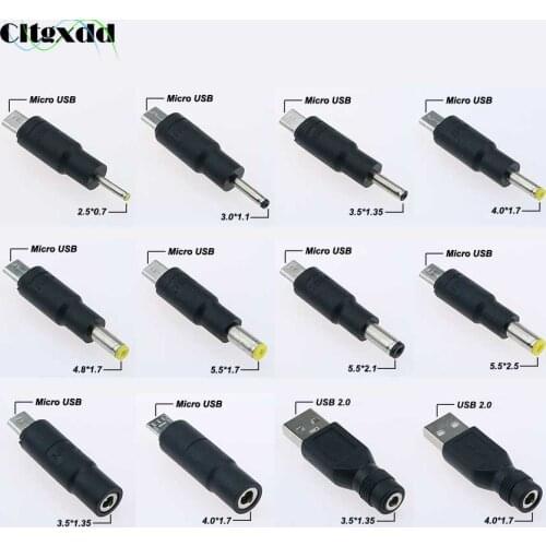 Cltgxdd 1PCS USB 2.0 Micro USB to DC 3.5*1.35 4.0*1.7 5.5*2.5 5.5*2.1 mm Female Plug Jack Converter Laptop Adapter Connector