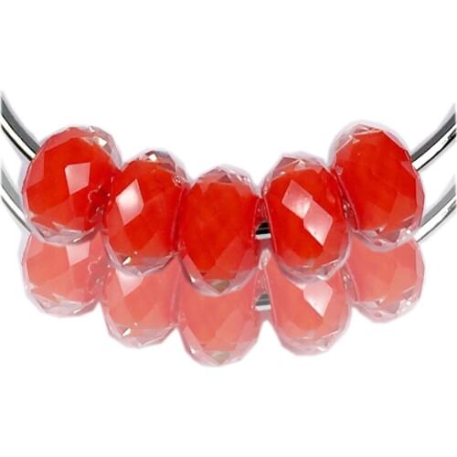 10Pcs/lot 14mm Mixed color Large Hole Beads with 48 Cutting Face,European Rondelle bead No Brass Core fit Bracelet Necklace