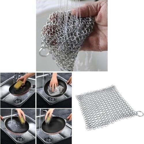 10CM Round 316 Cast Iron Cleaner Kitchen Rust Pot Pans Cleaning Scrubber Steel Rust Remover Scraper Brush Kit Metal Cleaning