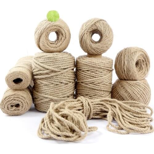 20/50/100Meters Handmade Natural Vintage Rope Cord String Twine Burlap Ribbon Crafts Sewing DIY Jute Hemp Wedding Party Decor