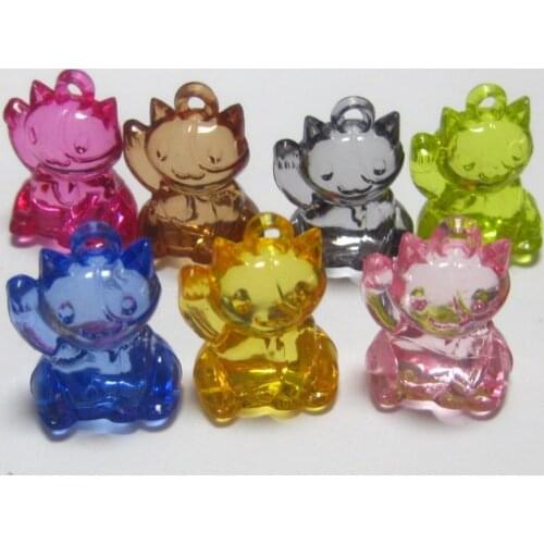 30 Mixed Color Transparent Acrylic Money CAT Charm Pendants 23X18mm