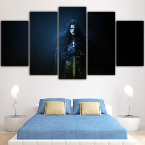 5 Pieces Canvas Wall Painting Game Thrones Cuadros Decoraci N Dormitorio Movie Posters And Prints Home Decor Drop Shipping