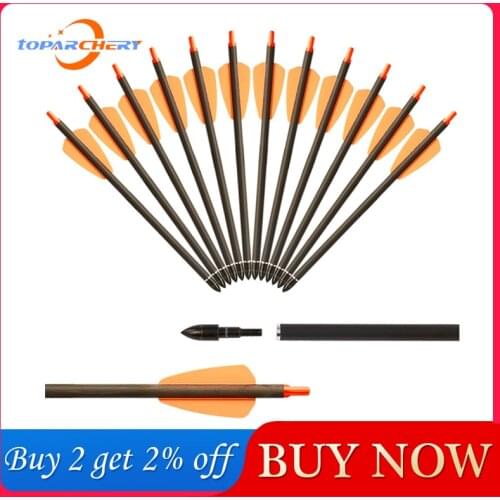 6/12/24pcs 7.5/15 Inch Carbon Crossbow Arrow Bolts 2 Pices Plastic Feathers Archery Arrows for Crossbow Hunting Shooting