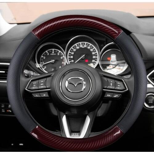 Genuine leather Car Steering Wheel Cover Anti-Slip for Mazda 2 3 5 6 8 RX MX CX30 CX5 CX7 CX3 CX9 Atenza AXELA 38cm Accessories