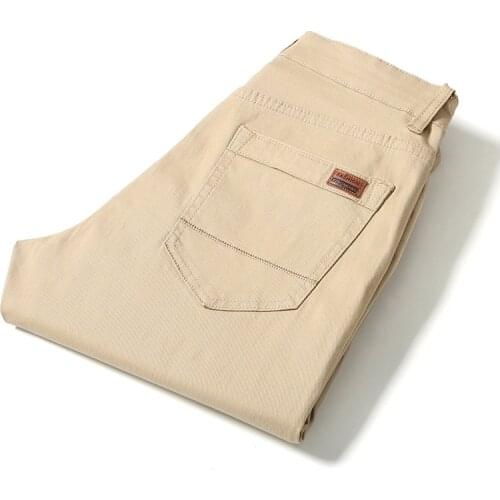 Busniness Pants Men Office Work Cotton Stretch High Waisted Loose Plus Size 44 46 48 Black Dark Blue Khaki Casual Trousers