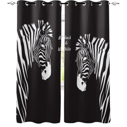Nordic Zebra Animal Black Curtain For Kitchen Living Room Bedroom Curtains Home Decoration Window Treatments Drapes
