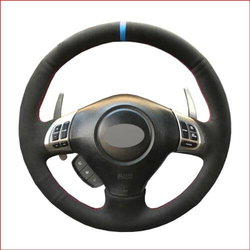 Black Suede Hand Sew Steering Wheel Cover for Subaru Forester 2008-2012 Impreza 2007-2014 Legacy Outback 2006-2009 Exiga 2