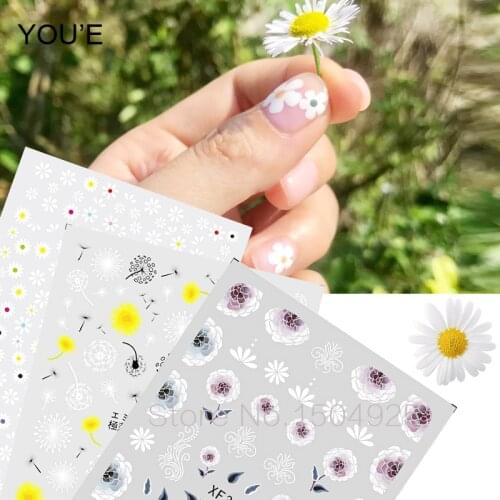 Decorations Flower Stickers for Nails Cute Flower Nail Art Self Adhesive Decals Manicure Nails Accessoires Stickers