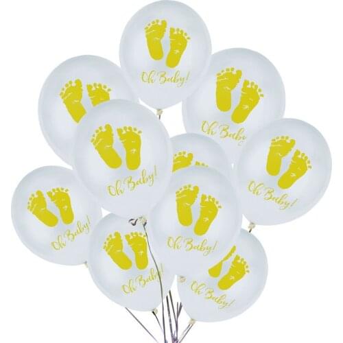10pcs Baby Shower Party Sex Secret Footprints Oh Baby Latex Balloon Baby Shower Party Balloons White Yellow Word qq065