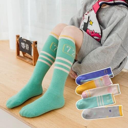 Childrens tube socks summer half-high tube over the knee spring and autumn cotton long tube smiley face series long socks