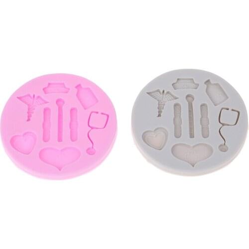 Cupcake Fondant Tool Mould Cake Tools Nurse Themed Medical Hat Bottle Heart Tool Medicine Silicone Mold Decorating