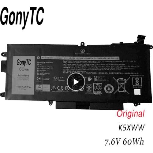 GONYTC K5XWW New 7.6V 60Wh 725KY Laptop Battery for Dell LATITUDE 5289 7390 6CYH6 N003L7390-C-D1606FTCN