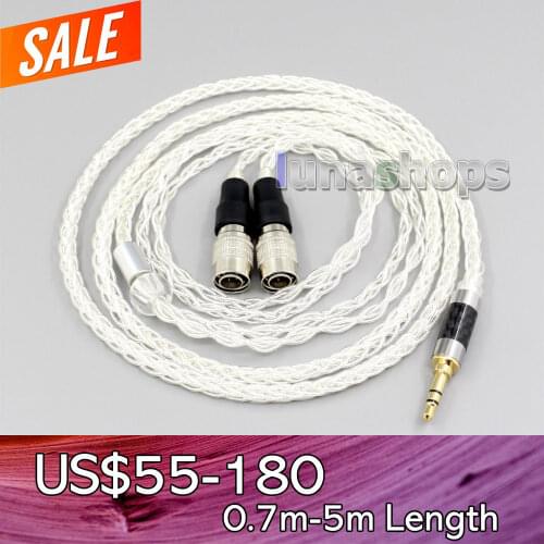 LN006454 99% Pure Silver 8 Core 2.5mm 4.4mm 3.5mm XLR Headphone Earphone Cable For Mr Speakers Ether Alpha Dog Prime