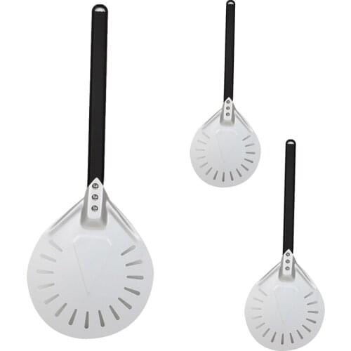 Pizza Turning Small Pizza Peel Paddle Short Round Pizza Tool Non Slip Handle Perforated Pizza Shovel Aluminum