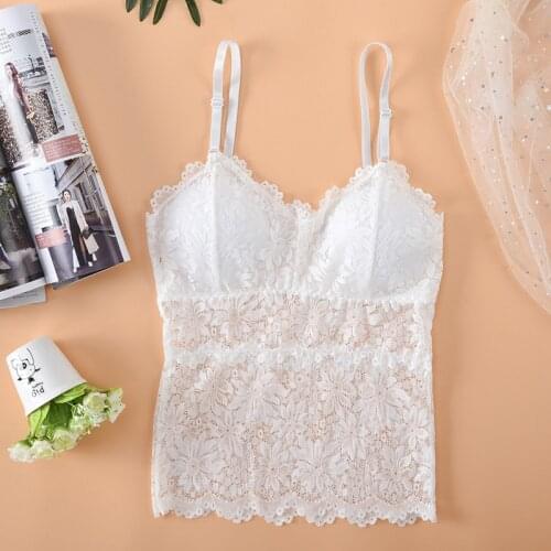 Fashion Bralette Sexy Laides Lace Bra Women Wireless Bra Black Spaghetti Strap Padded Bralette Bra Tank Top 4 Colors