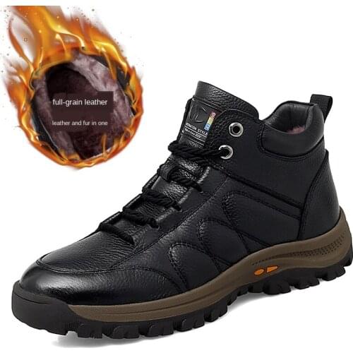 2020 New Winter Ankle Boots Men Boots Leather High Top Men Casual Shoes Anti-Slip Outdoor Tenis Masculino Warm Botas Hombre