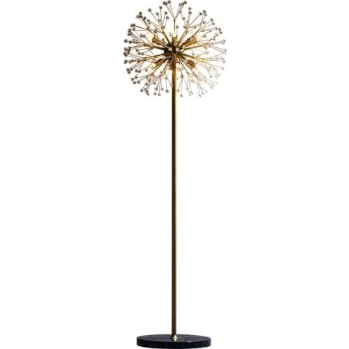 Post Modern Marble Floor Lamp Creative Crystal Glass Ball Shade Warm Romantic Dandelion G9 Standing Lights For Hotel Home Decor