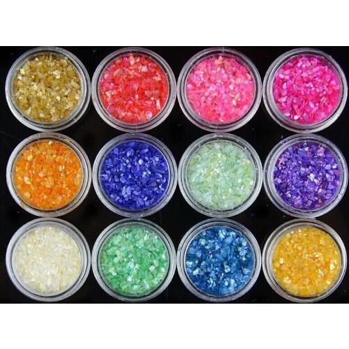 Non-toxic Metal Glitter Nail Art Tool Powder Shell 12Colors environmental protection Nail Polish DIY Manicure Decoration