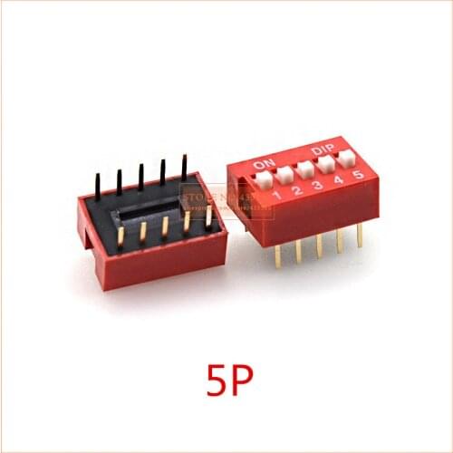NEW DP-5P 20pcs/lot red Direct dial code switch DIP switch 2.54MM DS pitch Side