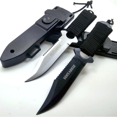 Fixed Blade Knives 5Cr18Mov Blade Steel Handle Knife Camping Survival Pocket Knife Outdoor Hunting Knife Tool Knives +ABS Sheath