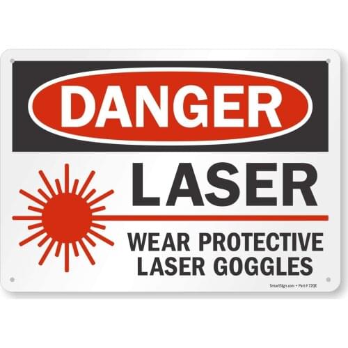 U91546NP10x12 "Danger Laser, Wear Protective Laser Goggles" Sign |8" x 12" Plastic Black/Red on White